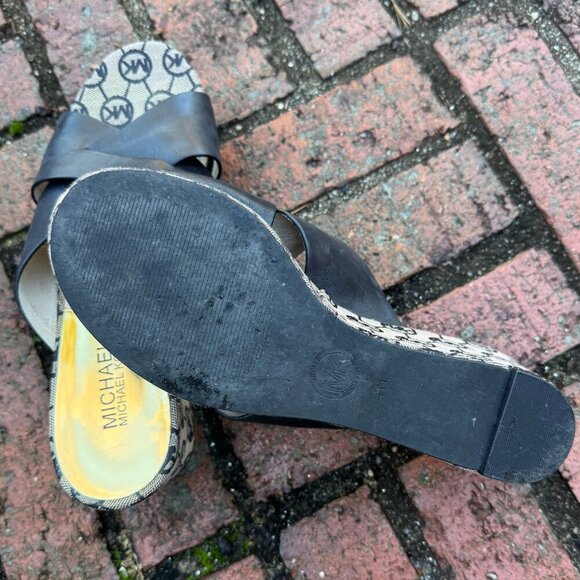 Michael Kors MK Logo Platform Wedge Slides Size 7 - Picture 6 of 8